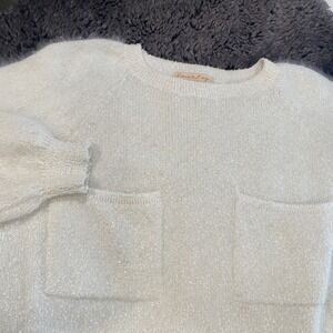 French Rags Angora Lambswool Hand Loomed Sweater Cream Ivory Pocket Pullover 80s